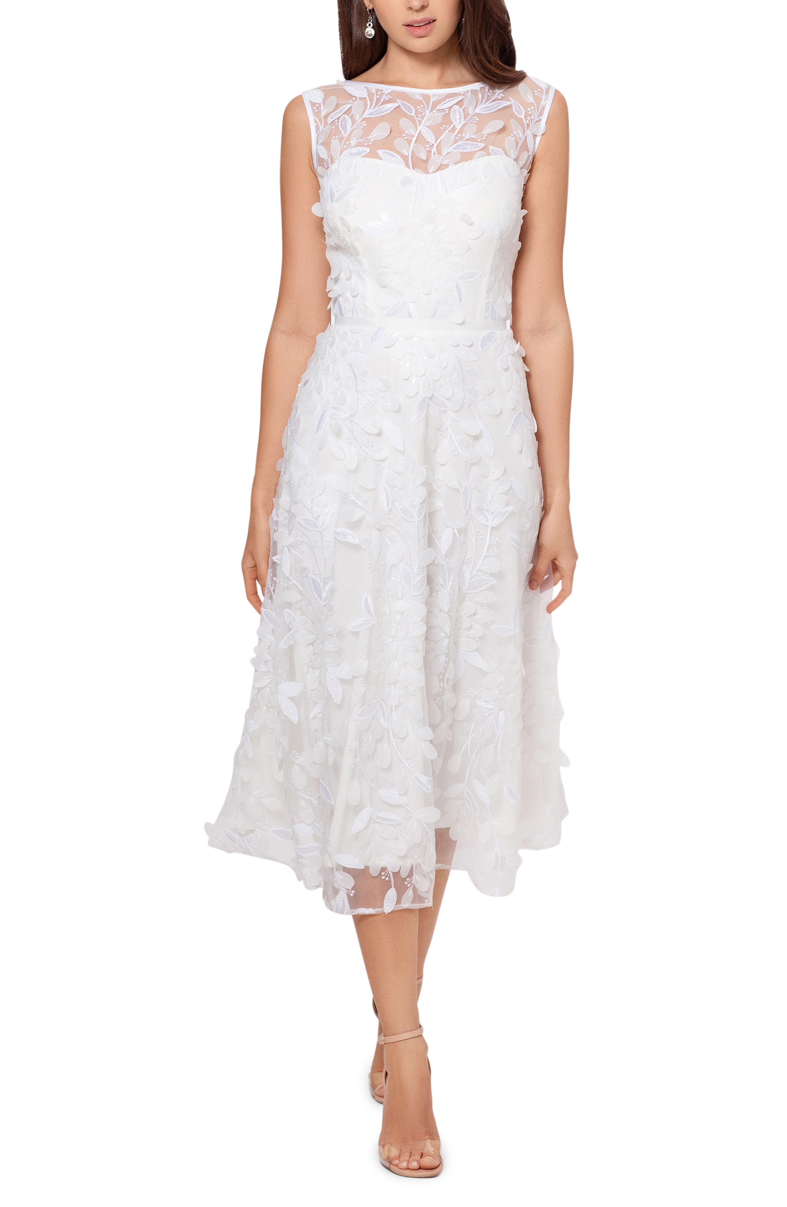 Xscape 3D Floral Fit ☀ Flare Midi Dress ...